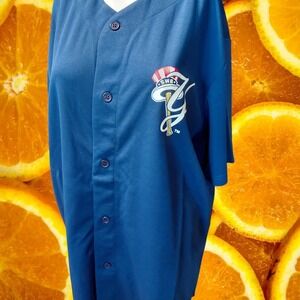 World Authentic Replica‎ Baseball Jersey Blue SWB Team Logo Men's Size L